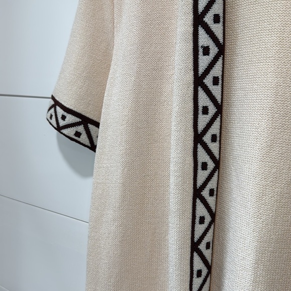 Vintage St. John Cream Black Open Cardigan Sweater Shirt Geometric Pockets Small - Picture 4 of 7